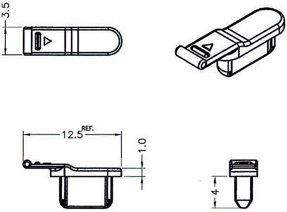 Kapak pluhuri DeLOCK 64033, set 10 copë, 12.5x5x3.5 mm, i zi