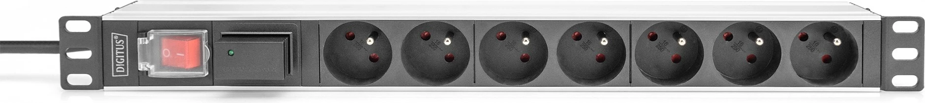 PDU Digitus 1U 7xCEE7/5, 230V/16A, e zezë