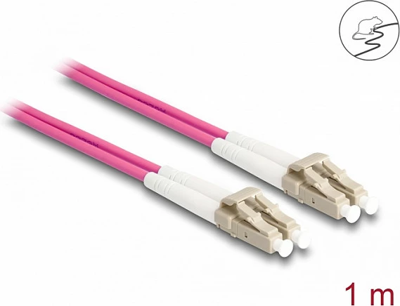 Kabel optik DeLOCK LC Duplex-LC Duplex OM4 Multimode 1 m, i blindum me metal, vjollcë