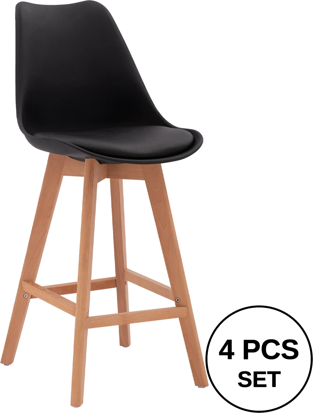 Karrige për bar Vegas FH8000.12, ngjyrë e zezë, 48x58x105 cm, set prej 4 copash