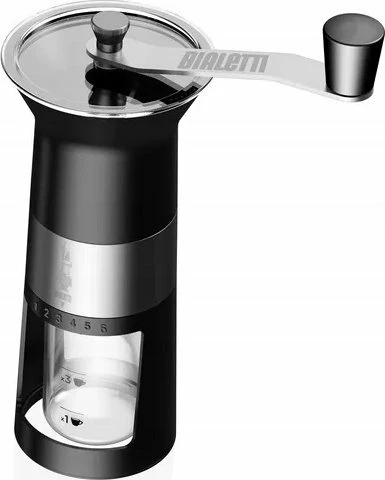 Mulli kafeje Bialetti PRO, manual, gurë qeramikë, 6 nivele bluarje, i zi