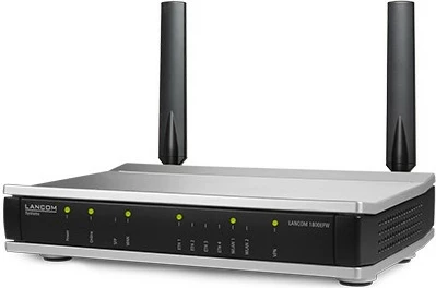 Router LANCOM 1800EFW, Wi-Fi 6, 4 porta Gigabit, SFP, 2 antena, zi/argjendtë