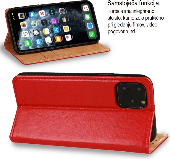 Mbështjellës ONASI 17498 për Samsung Galaxy A24, flip lëkurë, me magnet, me xhep karta, me stand, e kuqe