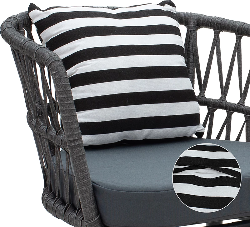 Karrige Naoki metalike, e zezë-pe gri, jastëk i zi/bardhë