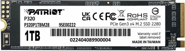 SSD M.2 NVMe Patriot P320 P320P1TBM28 1TB PCIe Gen3 x4 2280