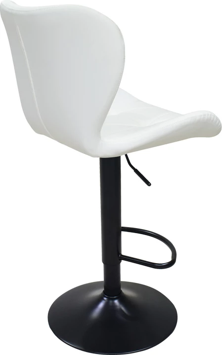 Karrige për bar Coozy, lartësi e rregullueshme, metal i zi mat, lëkurë PU e bardhë, 46x47x90-112cm, set prej 2 copësh