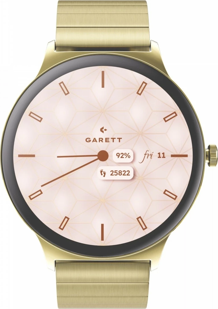 Smartwatch Garett Verona 2 1.43\" AMOLED, IP68, 200 mAh, ar, set me byzylyk çeliku + rrip lëkure i bardhë