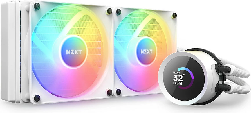 Ftohës i lëngshëm AIO NZXT Kraken 240 RGB RL-KR240-W1, 240mm, me ekran, i bardhë