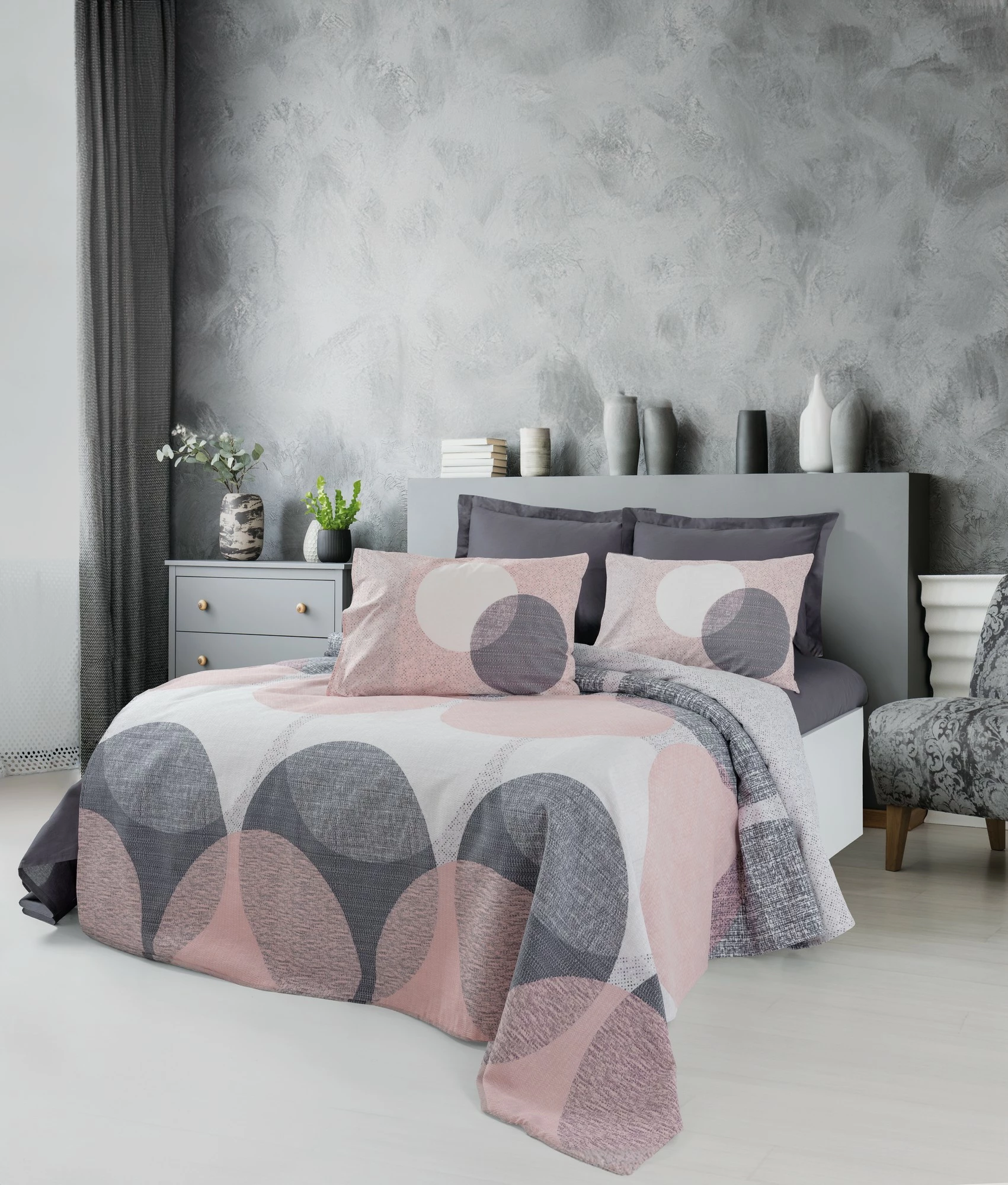 Batanije Double Pique L'essentiel, ngjyrë gri, 200x230cm