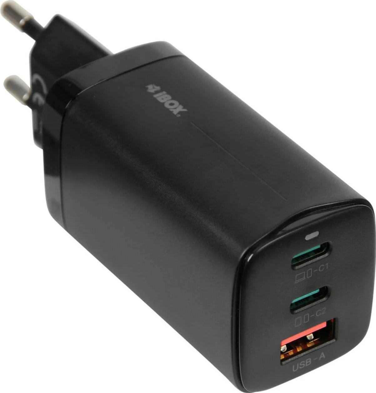 Karikues rrjeti iBOX ILUC65B GaN 65W PD3.0/QC4.0+, 2x USB-C, 1x USB-A, kabllo USB-C 1.5m, e zezë