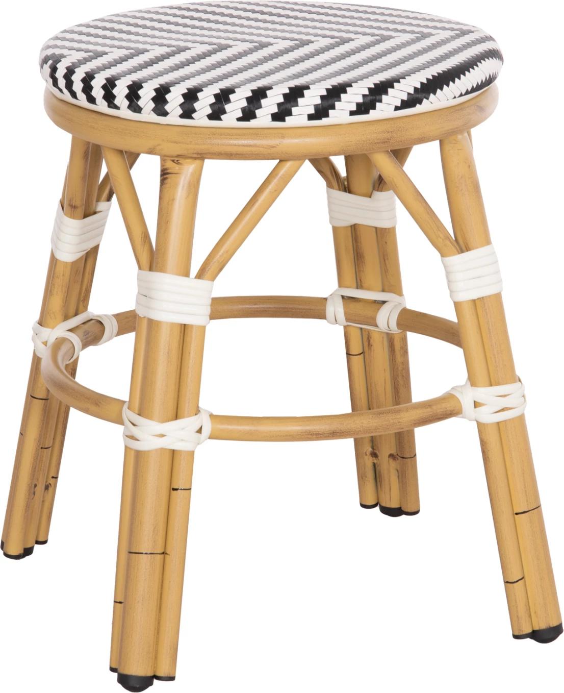 Karrige për bar, alumini, pamje bambuje, CHINO FH6285.03, tekstilene bardhë-e zezë, Φ36x46Hcm