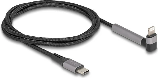Kabllo DeLOCK USB-C në Lightning, 1.5 m, MFi, e këndshme, me funksion mbajtëse, e zezë/gri