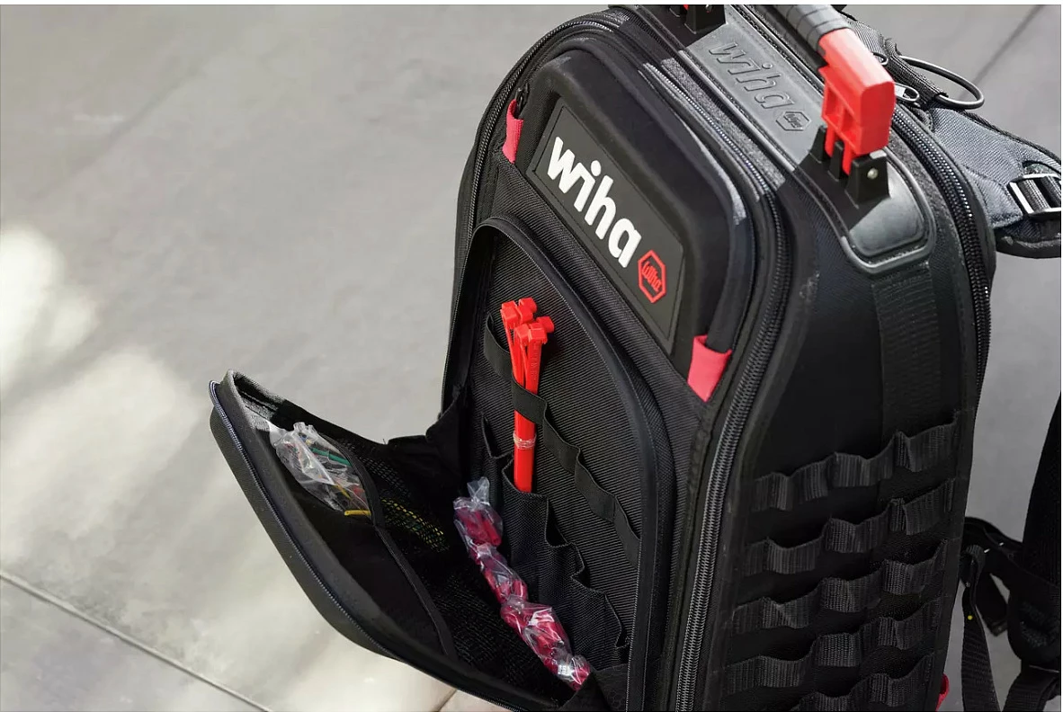 Çantë shpine për vegla Wiha Werkzeugrucksack Electric, e zezë/kuqe