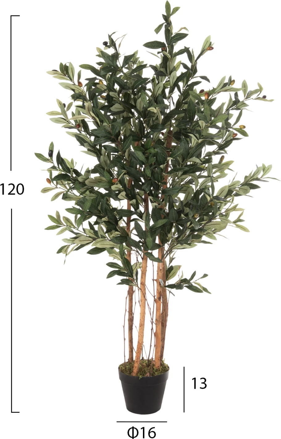 Bimë dekorative sintetike, pema e ullirit në vazo, FH4008, 120H cm