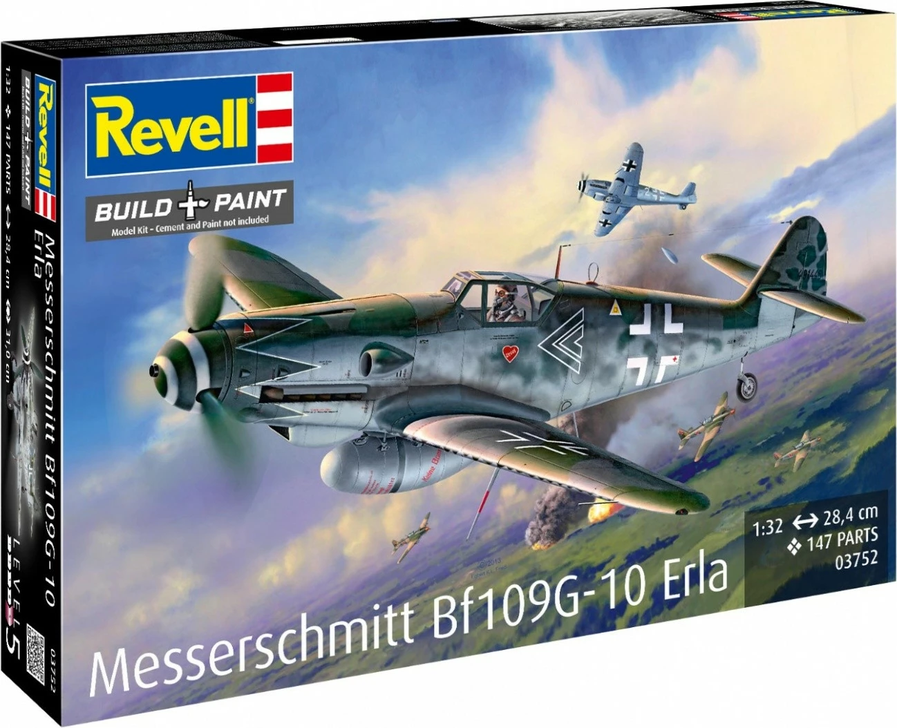 Model plastik aeroplan Revell Messerschmitt Bf109G-10 Erla REV-03752, shkallë 1:32, 147 copë