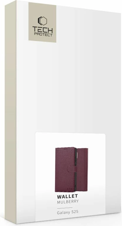 Mbështjellës Tech-Protect Wallet për Samsung Galaxy S25, eko-lëkurë, e kuqe