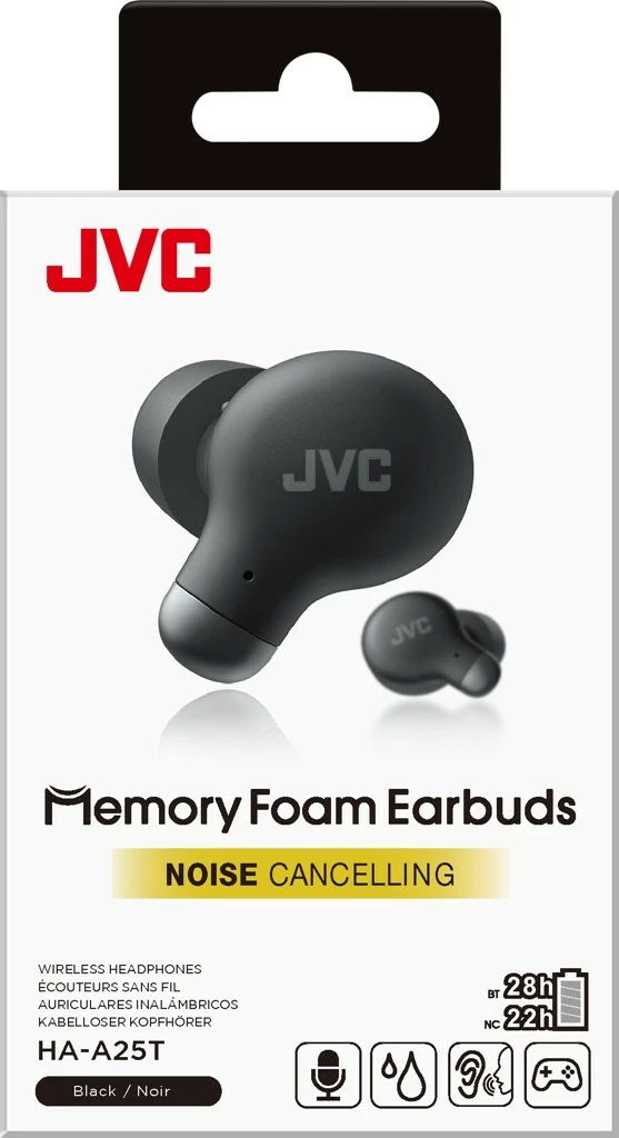 Kufje wireless JVC HA-A25T, in-ear, me memory foam, e zezë
