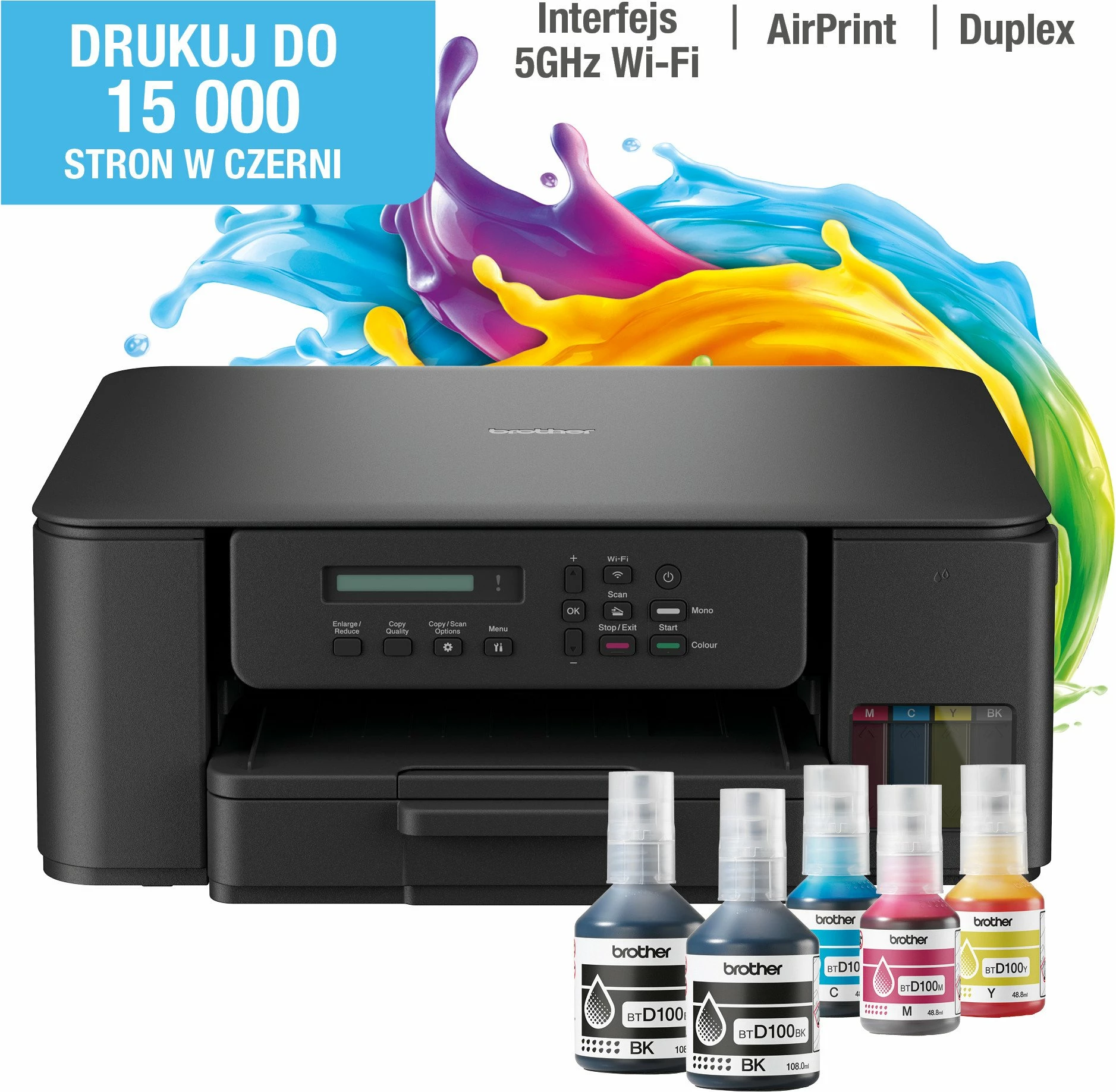 Printer multifunksional Brother DCP-T530DW InkBenefit A4, Wi‑Fi, USB, CISS, duplex, i zi