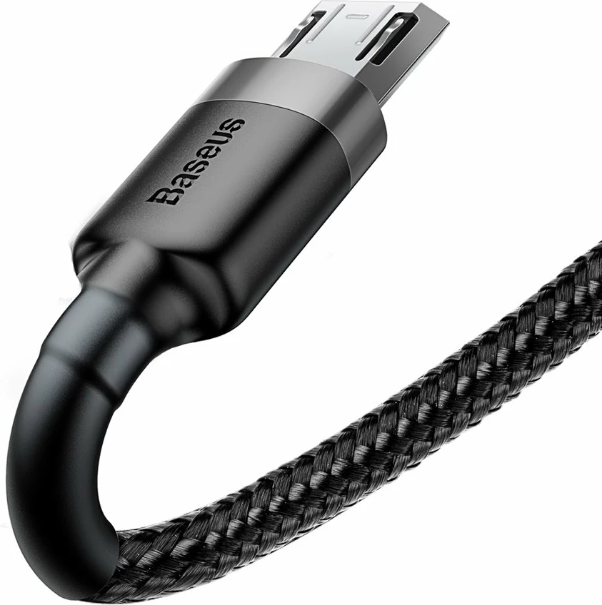 Kabllo Baseus Cafule CAMKLF-AG1, USB-A në micro USB, 0.5m, 2.4A, e zezë-gri