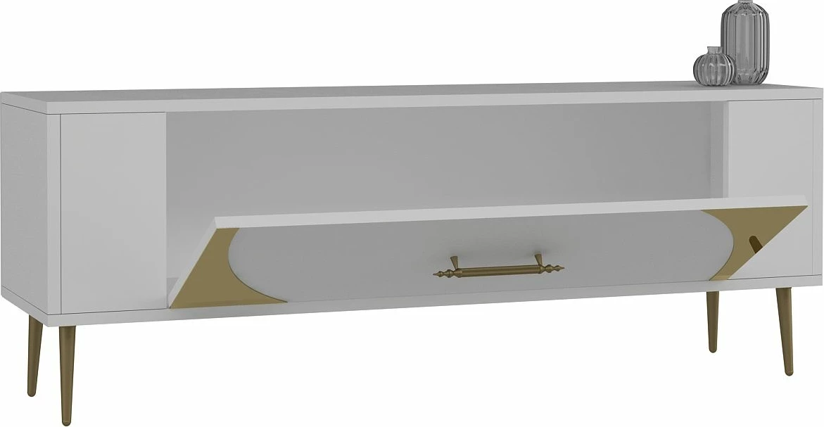 Komodë për TV, ngjyrë e bardhë dhe ari, Skye Decor Retrop2