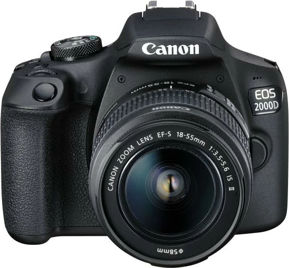 Aparat fotografik DSLR, Canon EOS 2000D 24.1MP, video Full HD, Wi‑Fi NFC, kit 18-55mm, e zezë