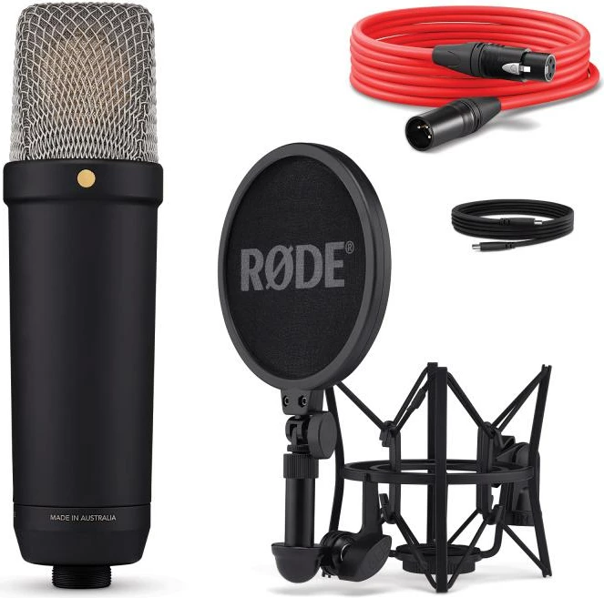 mikrofon kondensator, RØDE, NT1 Gen 5 NT1GEN5B, lidhje USB‑C/XLR, e zezë