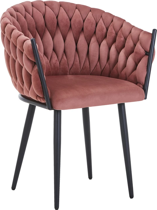 Karrige Vivian, kadife 'rotten apple', këmbë metalike të zeza, 61x55x80cm, set prej 2 copë