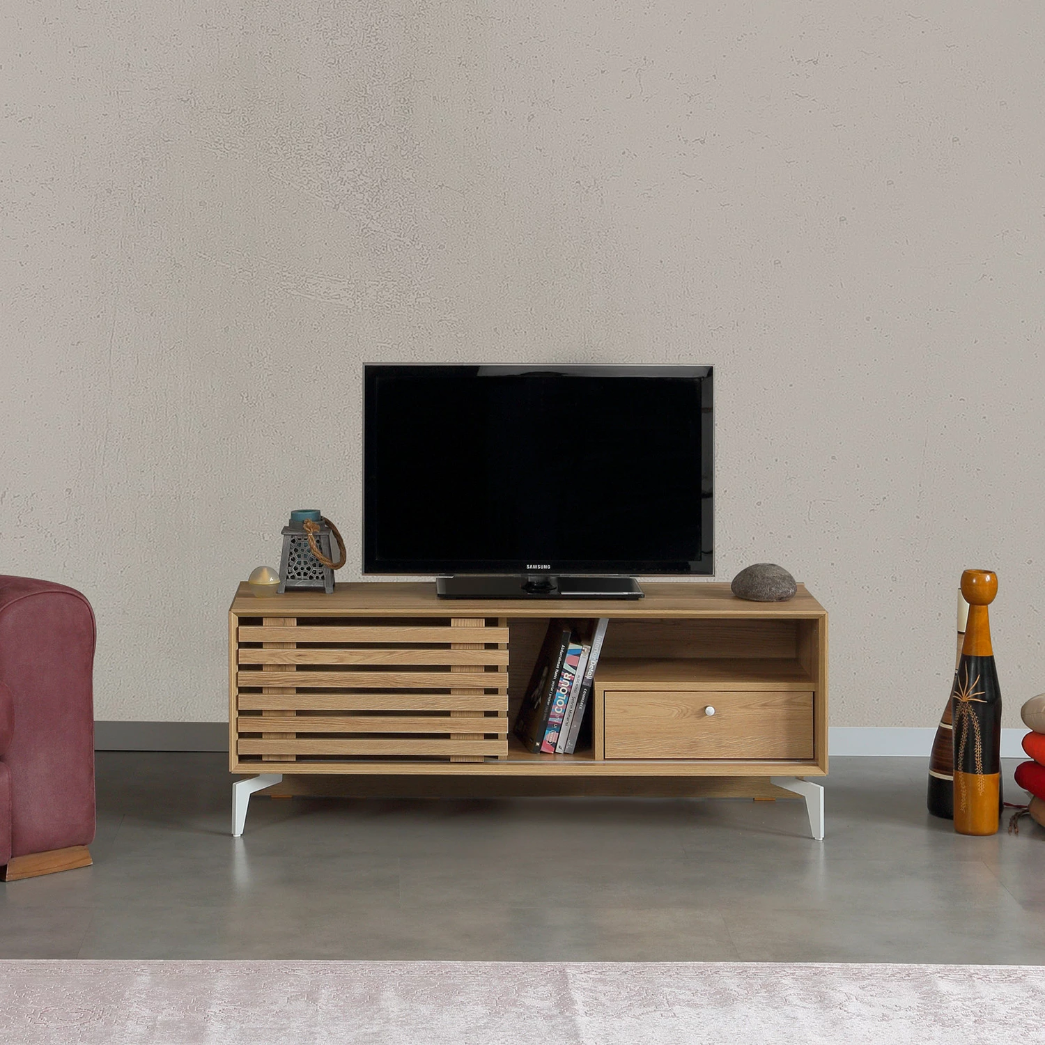 Komodë TV Skye Decor, Lulu 100, ngjyrë lisi
