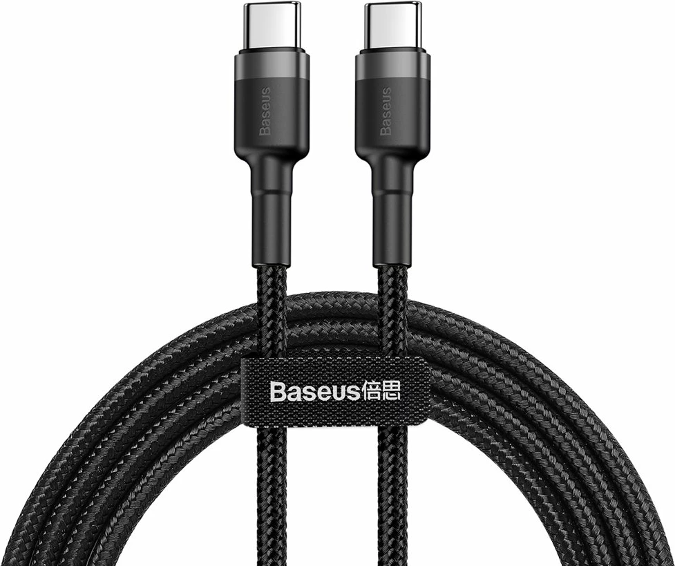Kabllo USB-C në USB-C Baseus CATKLF-GG1, 1m, 60W, E zezë/Gri