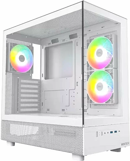 Kasë Montech XR, Midi Tower ATX, ARGB, USB-C, pa PSU, e bardhë