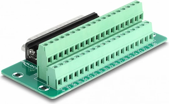 Adapter DeLOCK D-Sub 37-pin mashkull në terminal bllok për DIN shinë, AWG 24-12, i gjelbër