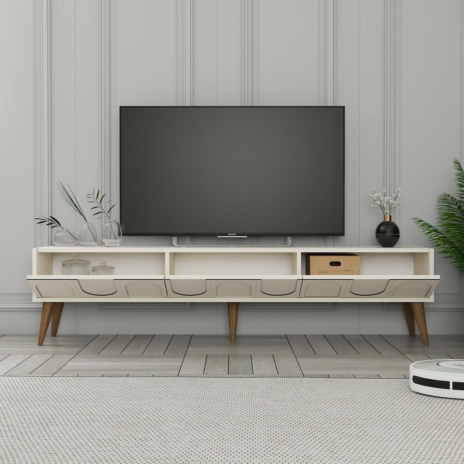 Komodë TV Skye Decor, Lyon 44, krem dhe arre