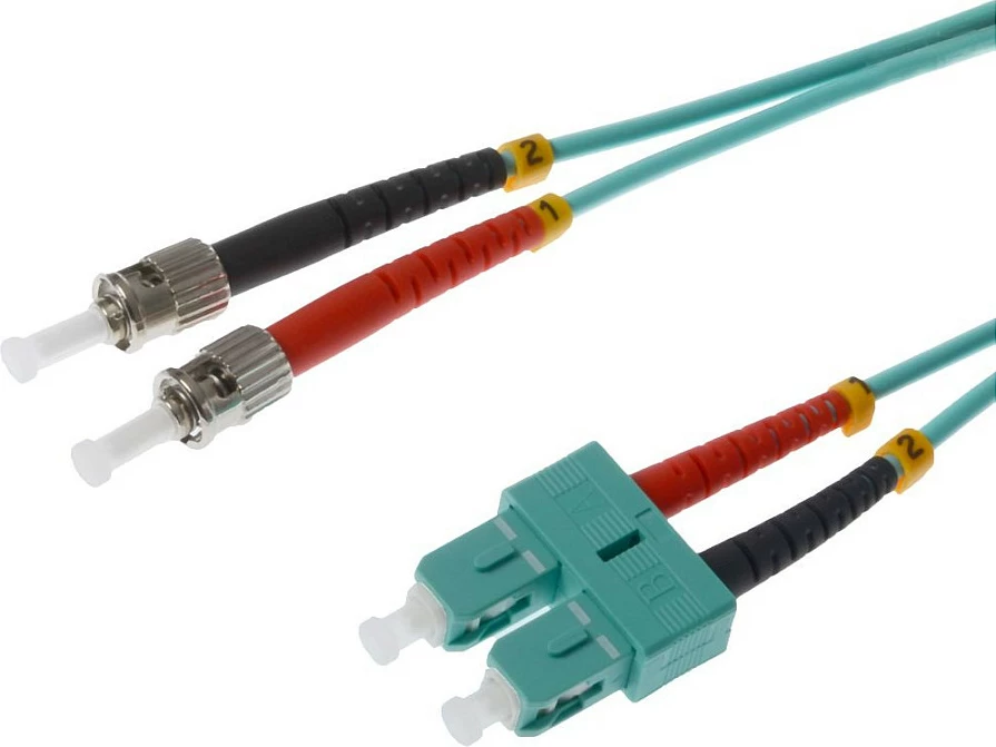 Kabllo patch fibër optike Helos OM3 Duplex SC-ST, 10m, 10 Gbit/s, LSZH, turkeze