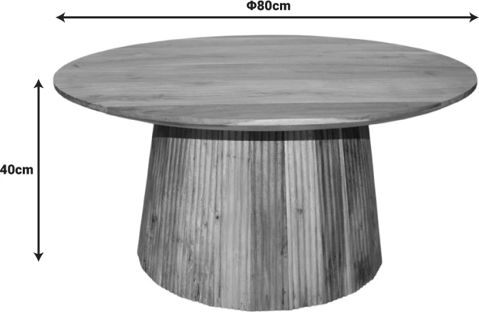 Tavolinë kafeje Canicule I, dru akacie i fortë, ngjyrë natyrale, Φ80x40cm