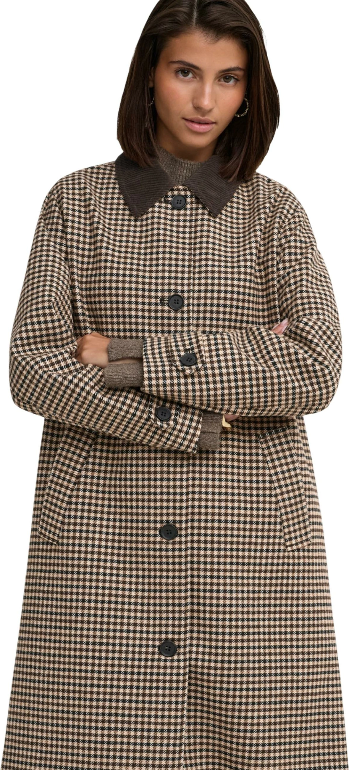 Pallto për femra Jacqueline de Yong JDYVALERIE Check Coat OTW 15376712, kafe [Madhësia: L]
