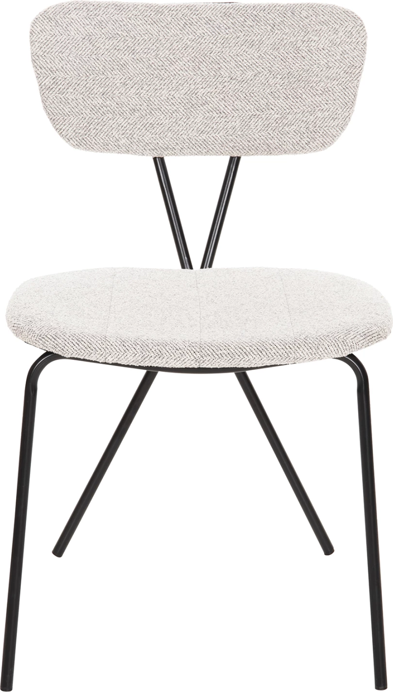 Karrige ngrënieje DORY FH9855.03 kornizë metalike në të zezë, pëlhurë në gri të lehtë 48,5x61x76H cm., set prej 4 copë