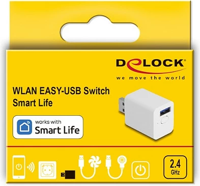Switch USB Wi‑Fi DeLOCK 11832, Smart Life, 2.4GHz 802.11n, Alexa/Google, i bardhë