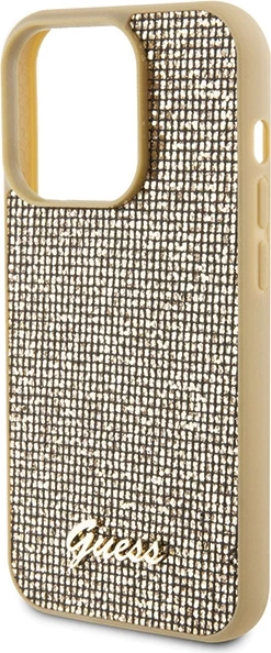 Mbështjellës Guess Disco Metal Script për iPhone 15 Pro, ari