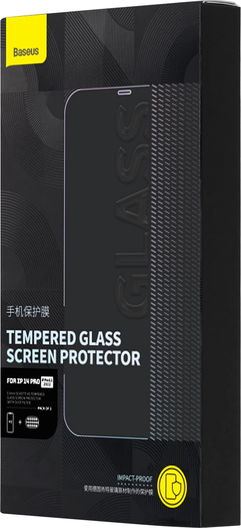 Mbrojtës ekrani xham i temperuar Baseus për iPhone 14 Pro, 2 copë, Transparent