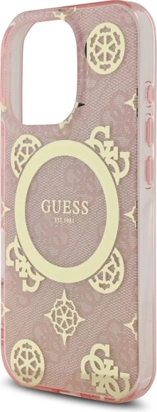Mbështjellës Guess IML Peony On 4G Background MagSafe për iPhone 16 Pro, Rozë