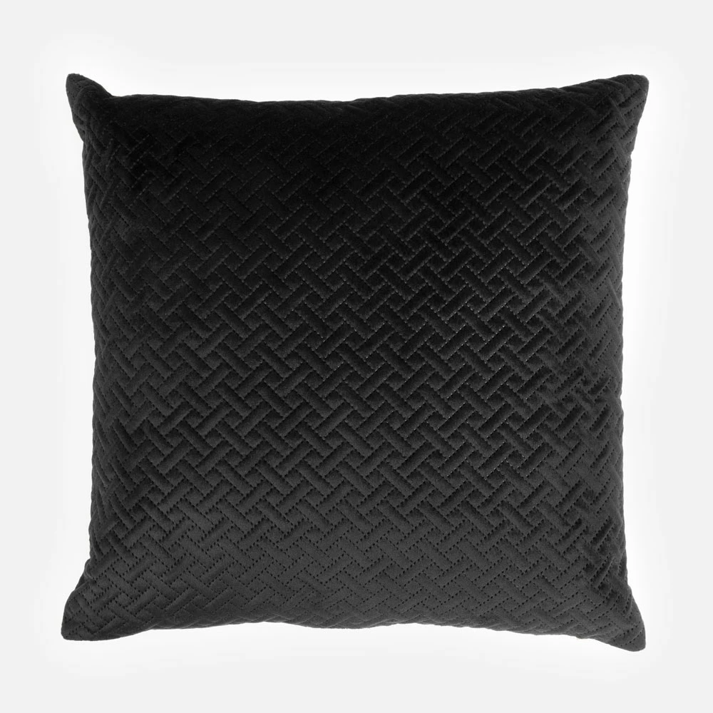 Jastëk dekorativ DIAGONAL, kadife, i zi, 45x45cm