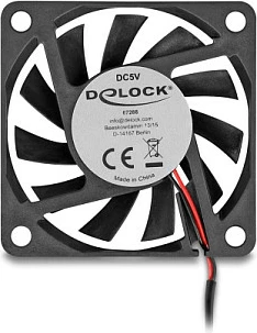 Ventilator ftohës DeLOCK 60x60x10mm, 5V DC, 2-pin, 4000RPM, i zi