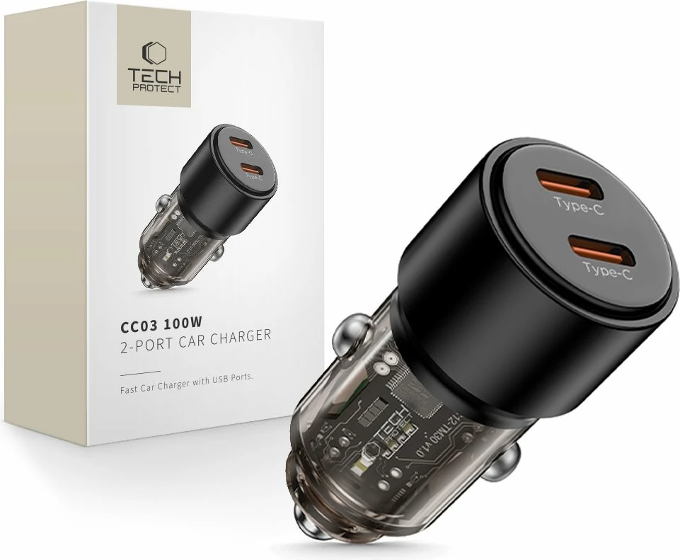 Karikues makine Tech-Protect CC03, 2 porta USB-C, 100W, i zi