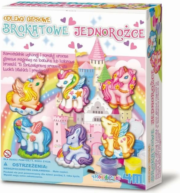 Set kreativ me njëbrirësha prej gipsi 4m, 6 forma, shumëngjyrëshe