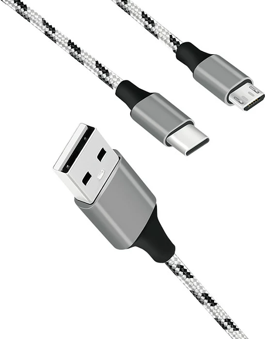 Kabllo USB LogiLink USB 2.0, USB-A në Micro-USB + USB-C, 1.2 m, bardh/zi