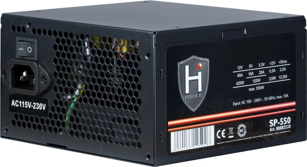Furnizues energjie Inter-Tech HIPOWER SP-550, 550W, ATX 2.4, 85%, i zi