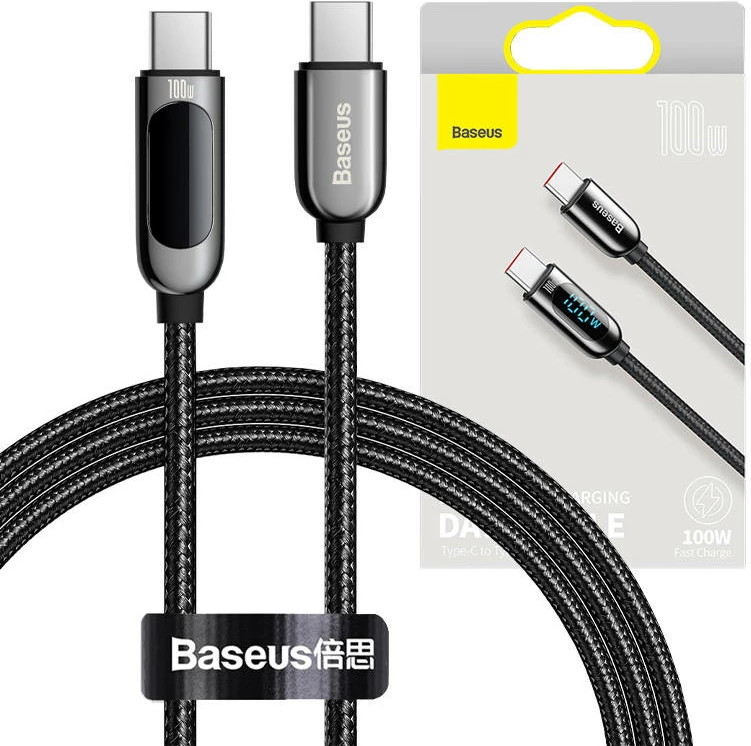 Kabllo Baseus CATSK-B01 USB-C në USB-C, 1m, 100W, e zezë