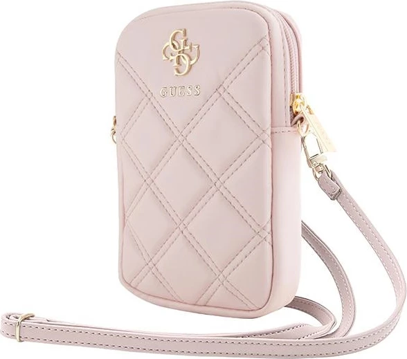 Mbështjellës Guess Zip Quilted 4G për celular, Rozë