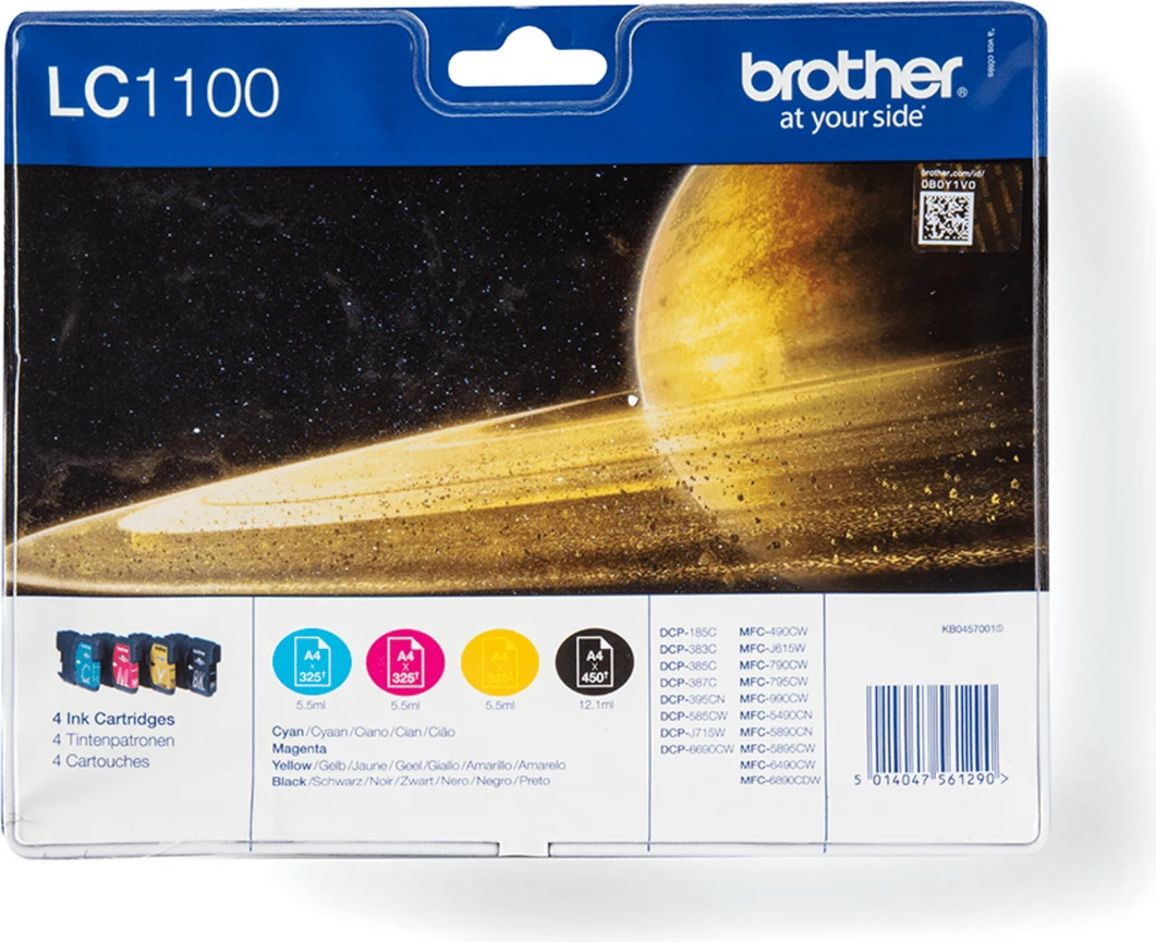 Kartusha boje, Brother, LC1100VALBP, CMYK, paketë 4 copë