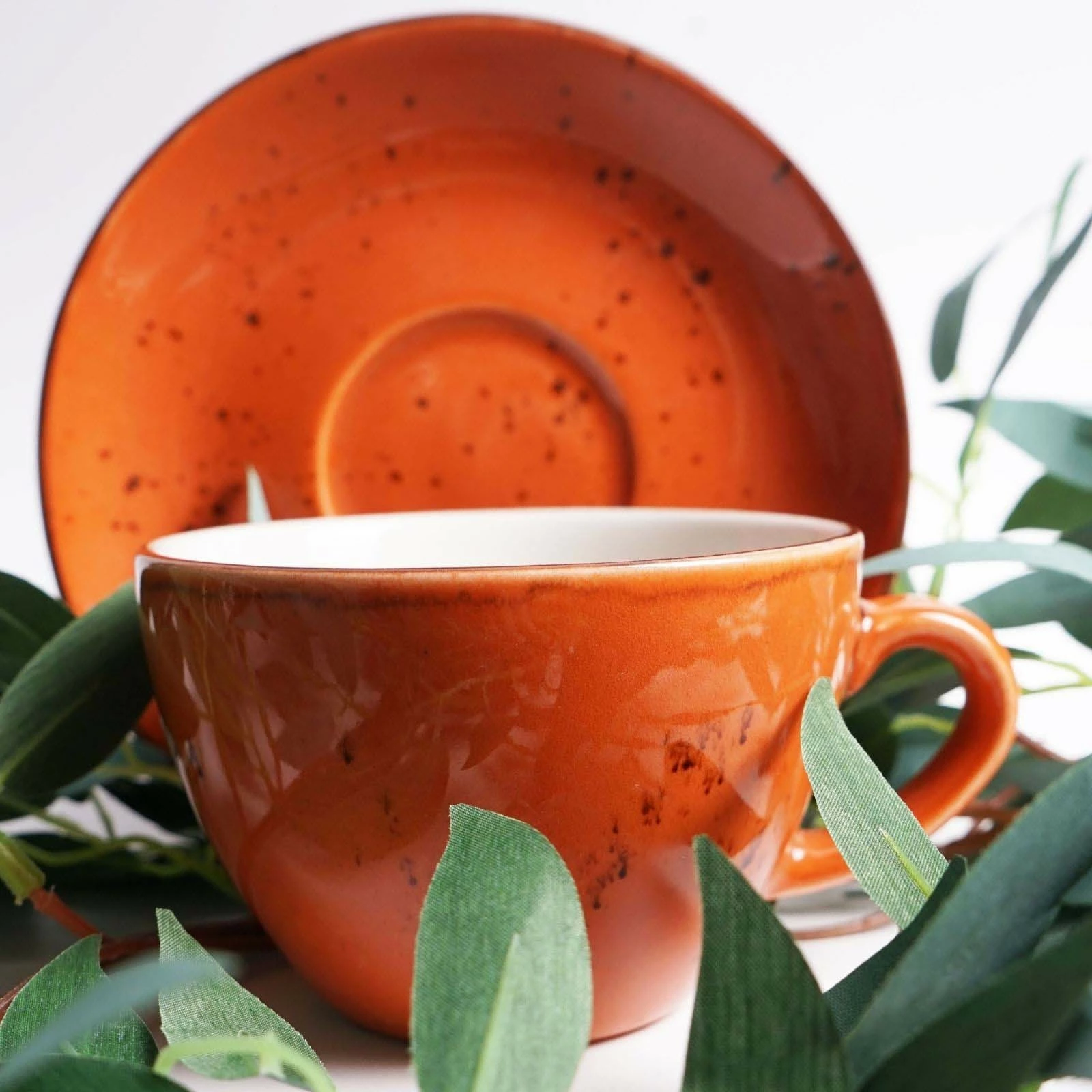 Pjatë nën filxhan espresso Fine Dine Dahlia 115 mm, portokalli, set 6 copë